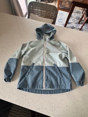 H&M Two-Tone Hooded Rain Jacket - Light Blue & Slate Blue